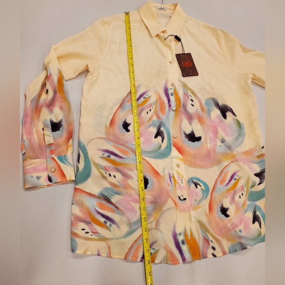NWT$1,150 ETRO Silk Butterfly Wings Abstract Oversized Crepe Shirt Blouse 46, L - Picture 13 of 16